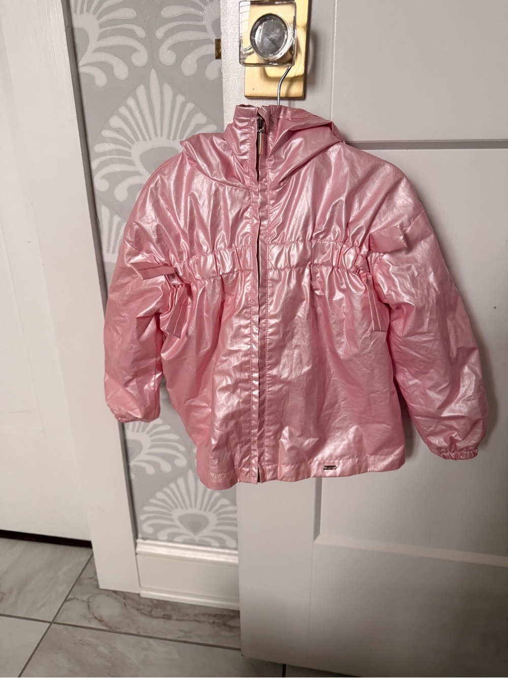 Mayoral 3T Shimmery Light Pink Hooded Raincoat